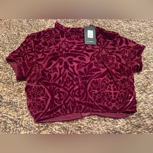 Burgundy Velvet Floral Top and skirt set